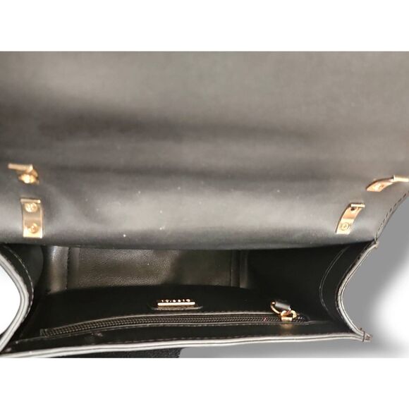 Carpisa Made In Italy Black Leather Satchel Top Small Crossbody Bag Minimalist P - Picture 8 of 8